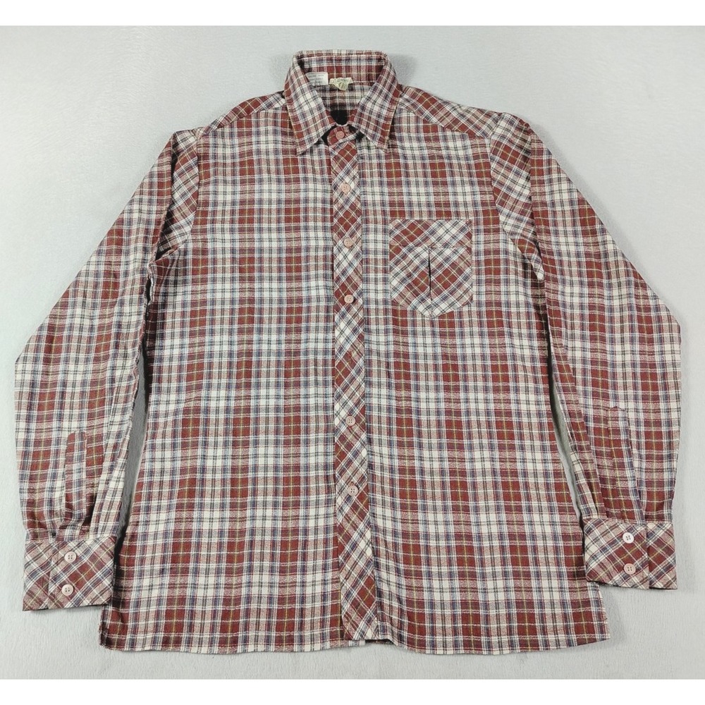 Vintage Kennington Flannel Shirt Mens Medium Red Plaid Cabincore Lumberjack 70s